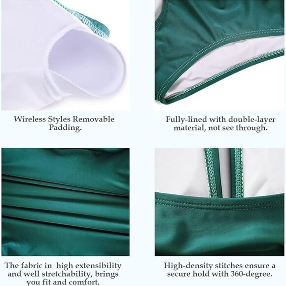 NWT M Smismivo Tummy Control Swimwear BROWN ROUCHED HALTER - Picture 3 of 3